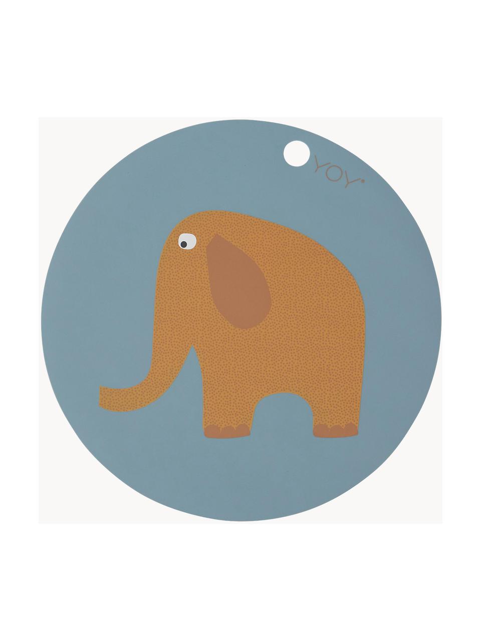 Placemat Elephant, Siliconen, Blauw, oranje, Ø 39 cm