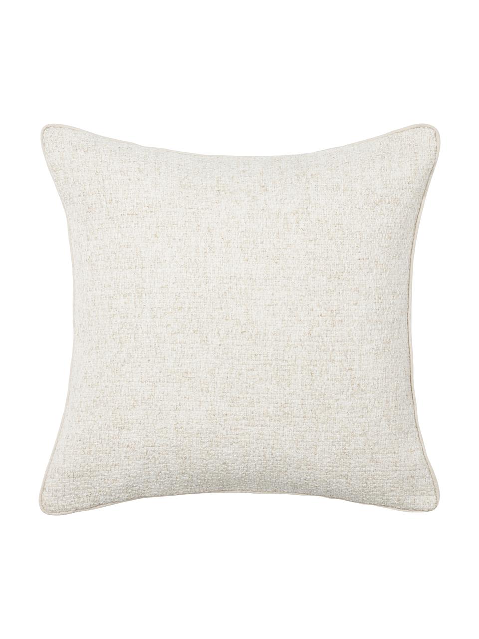 Bouclé kussenhoes Dotty met bies, Crèmewit, B 45 x L 45 cm