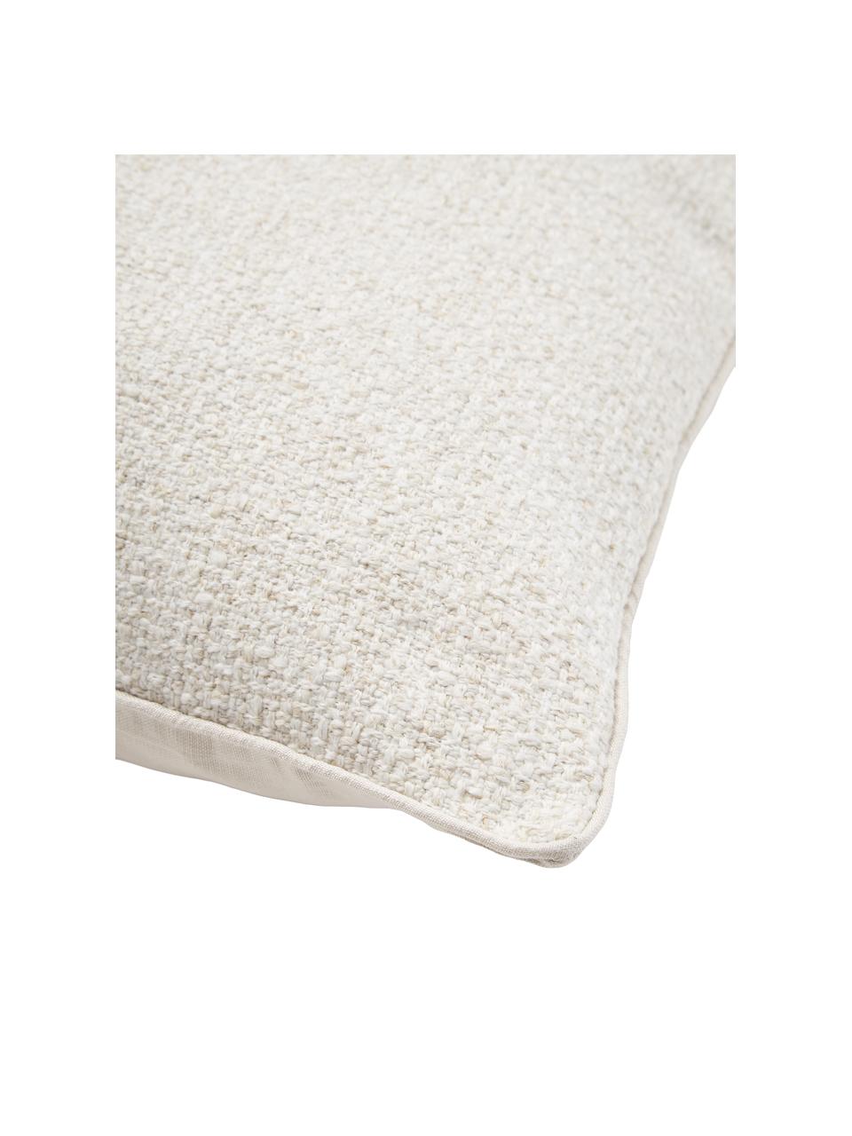Housse de coussin en tissu bouclé avec bordure passepoilée Dotty, Blanc crème, larg. 45 x long. 45 cm