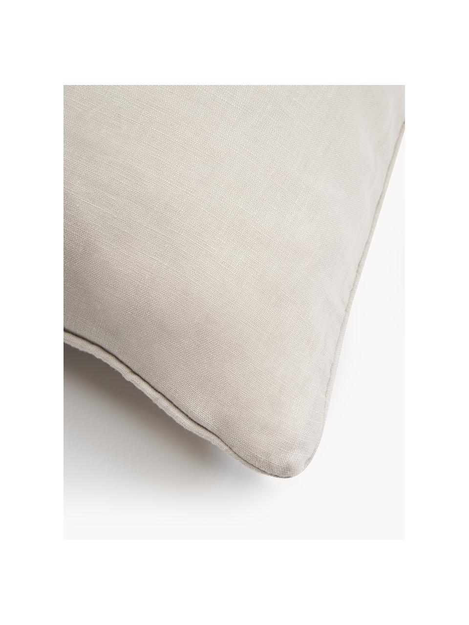 Housse de coussin en tissu bouclé avec bordure passepoilée Aya, Blanc crème, larg. 45 x long. 45 cm