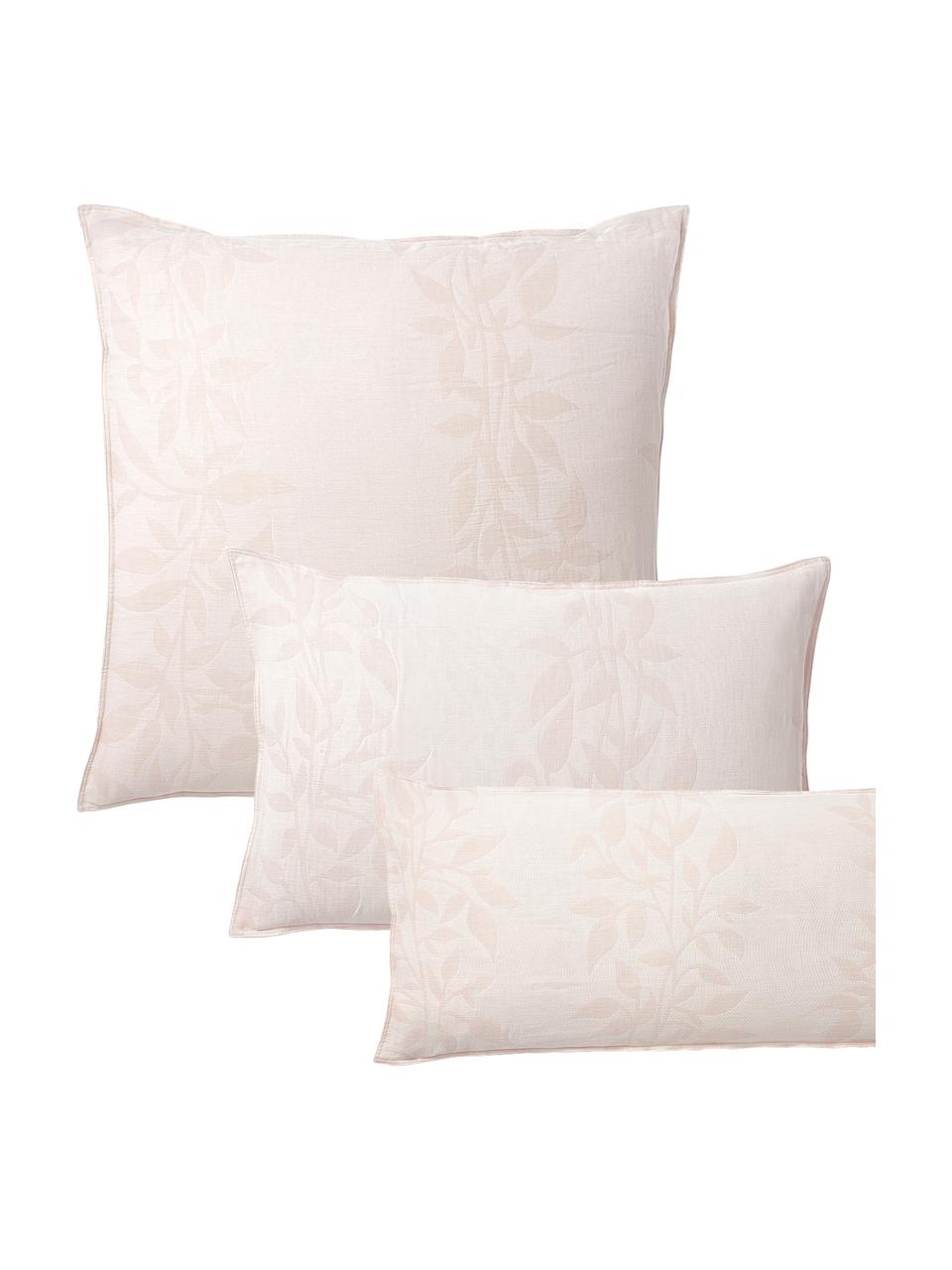 Omkeerbare mousseline kussenhoes Jasmina met bloemenpatroon in roze, Weeftechniek: mousseline Draaddichtheid, Roze, B 60 x L 70 cm