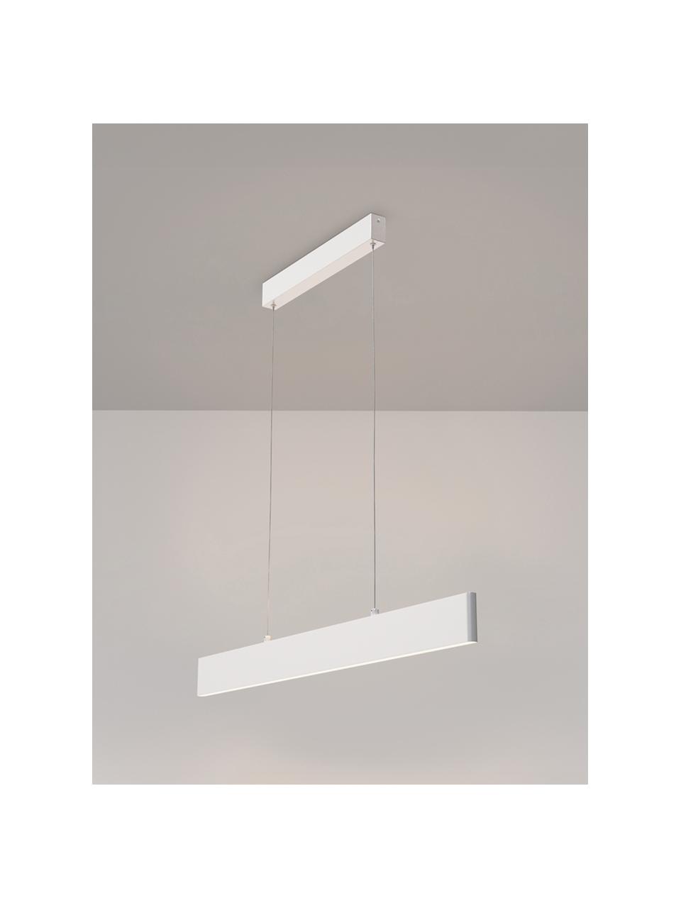 Grote LED hanglamp Step, Lampenkap: gecoat metaal, Decoratie: gecoat metaal, Wit, zilverkleurig, B 91 x H 20 cm