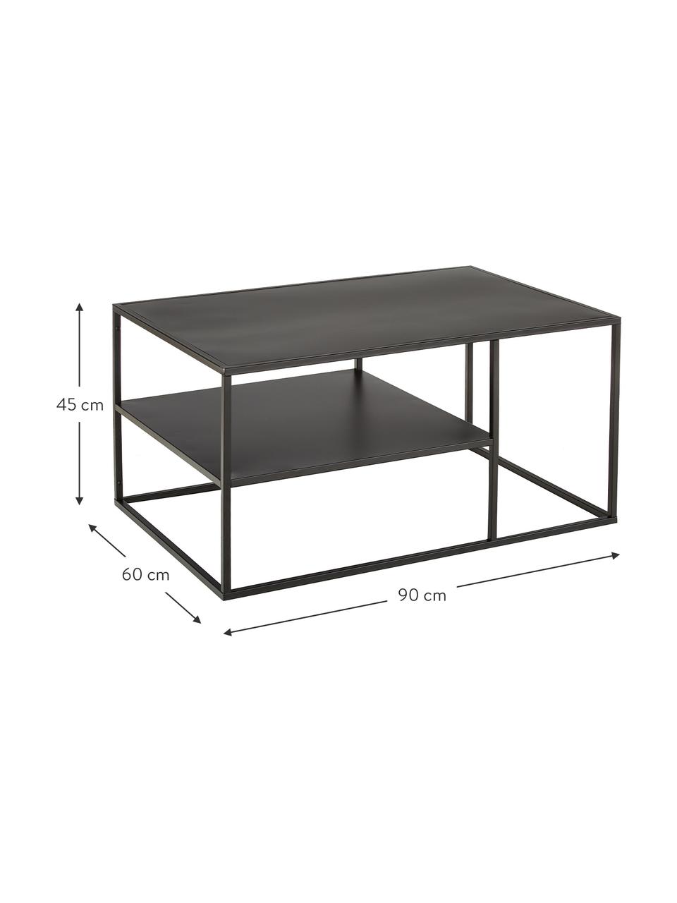 Table basse en métal Neptun, Métal, revêtement par poudre, Noir, larg. 90 x prof. 60 cm