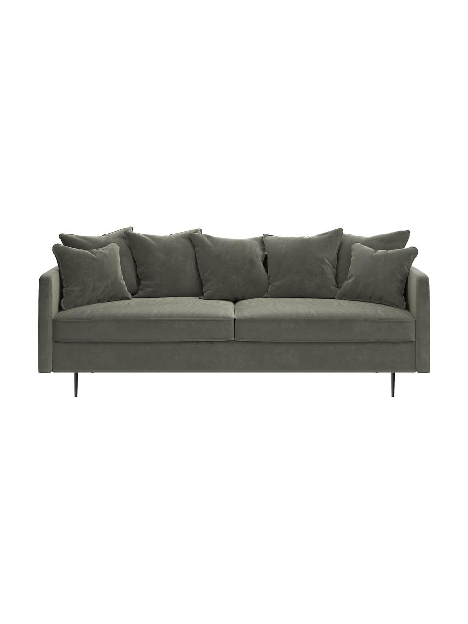 Sofá de terciopelo Esme (3 plazas), Tapizado: 100% terciopelo de poliés, Estructura: madera dura, madera bland, Patas: metal recubierto Alta res, Gris, An 214 x F 96 cm