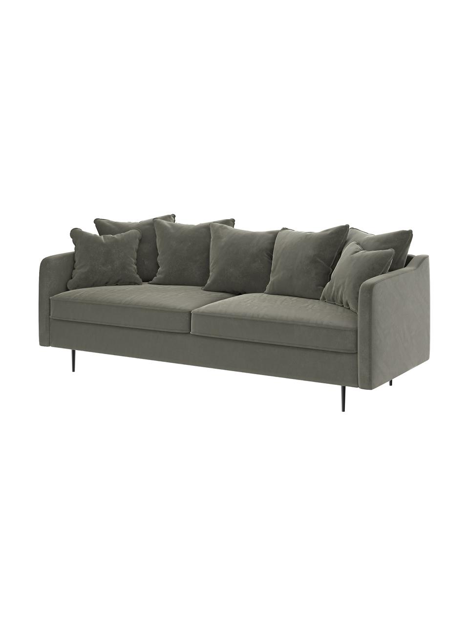 Sofá de terciopelo Esme (3 plazas), Tapizado: 100% terciopelo de poliés, Estructura: madera dura, madera bland, Patas: metal recubierto Alta res, Gris, An 214 x F 96 cm