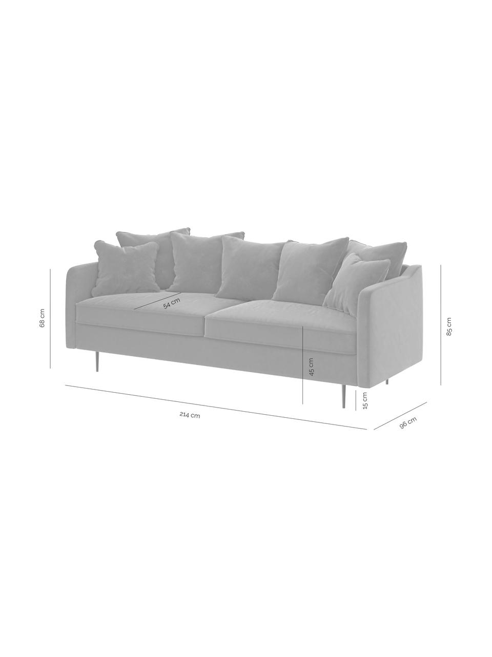 Sofa z aksamitu Esme (3-osobowa), Tapicerka: 100% aksamit poliestrowy, Stelaż: drewno liściaste, drewno , Nogi: metal powlekany Dzięki tk, Szary, S 214 x G 96 cm