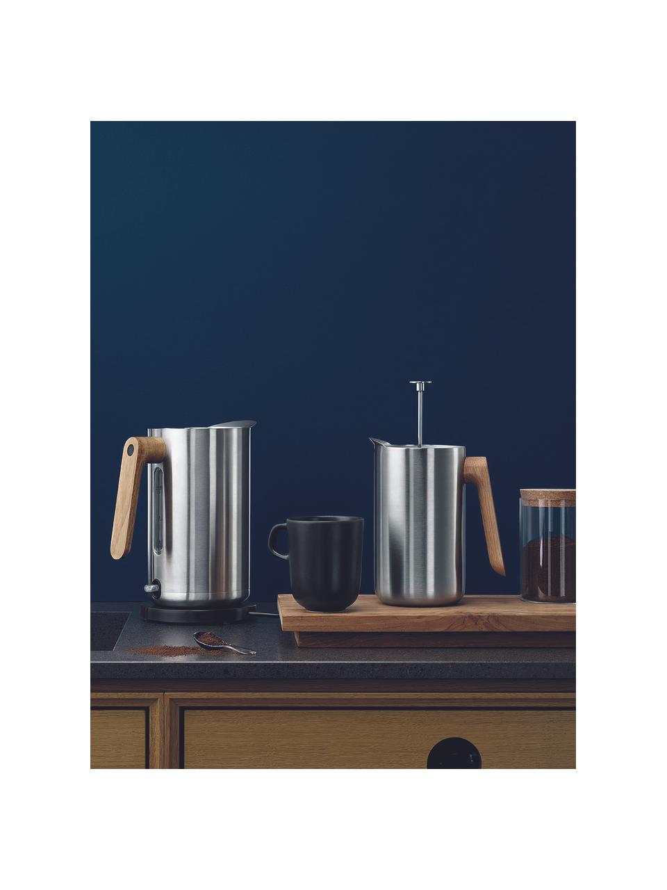 French Press Kaffeebereiter Nordic Kitchen, 1 L, Kanne: Edelstahl, Griff: Eichenholz, Silberfarben, Eichenholz, 1 L