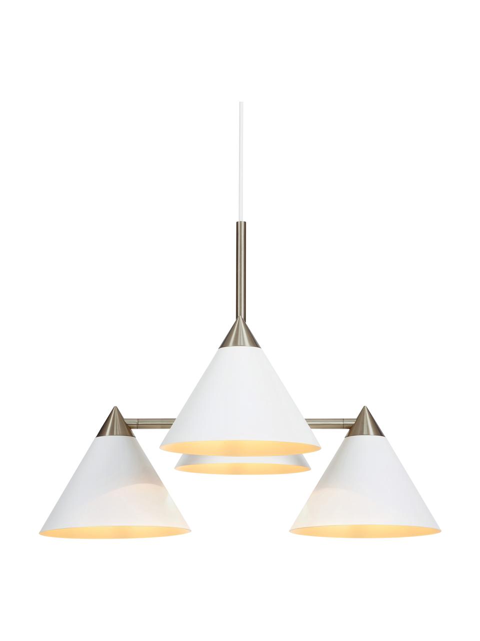 Hanglamp Klint, Baldakijn: gecoat metaal, Wit, zilverkleurig, Ø 57 x H 46 cm