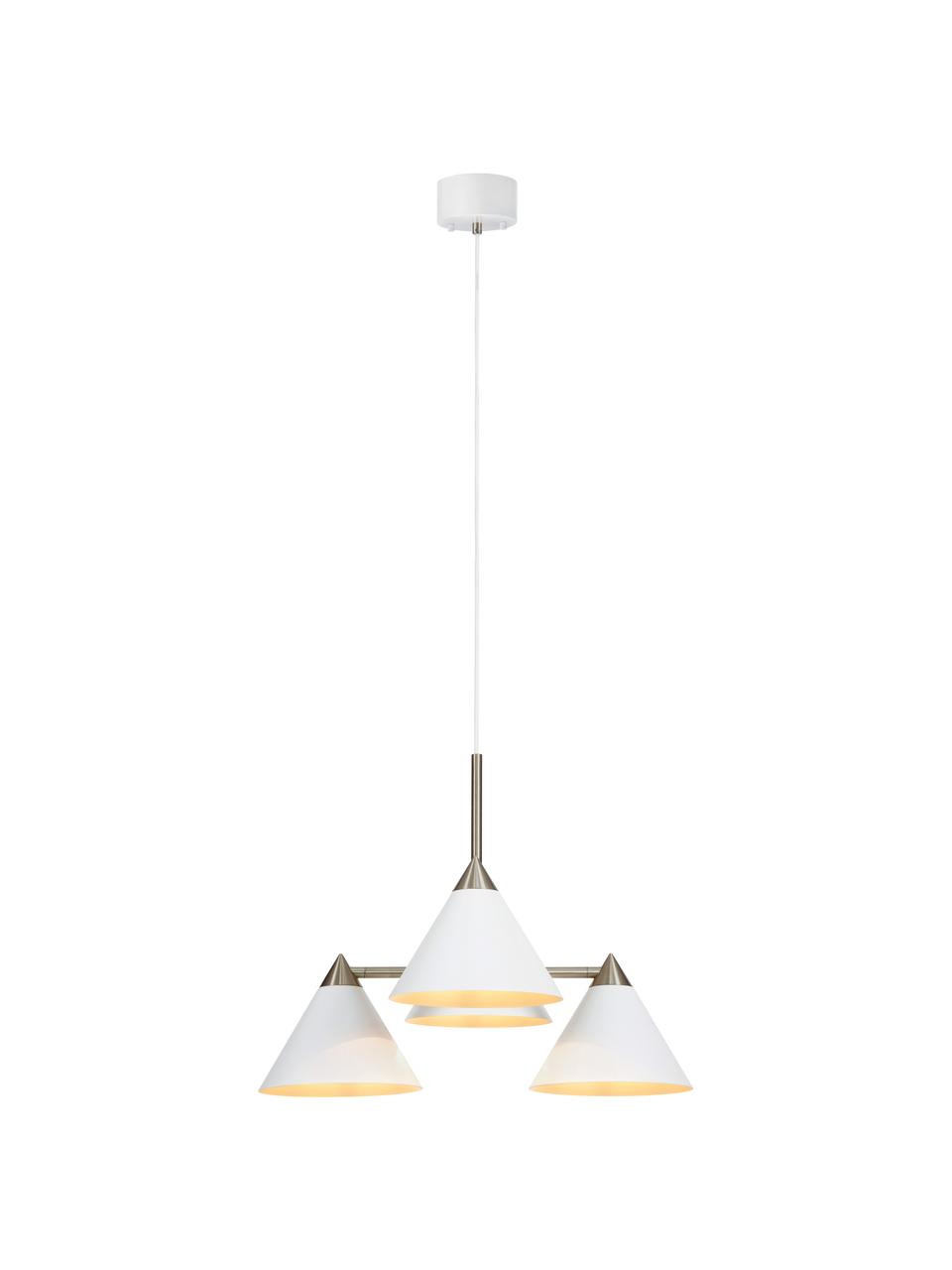 Hanglamp Klint, Baldakijn: gecoat metaal, Wit, zilverkleurig, Ø 57 x H 46 cm