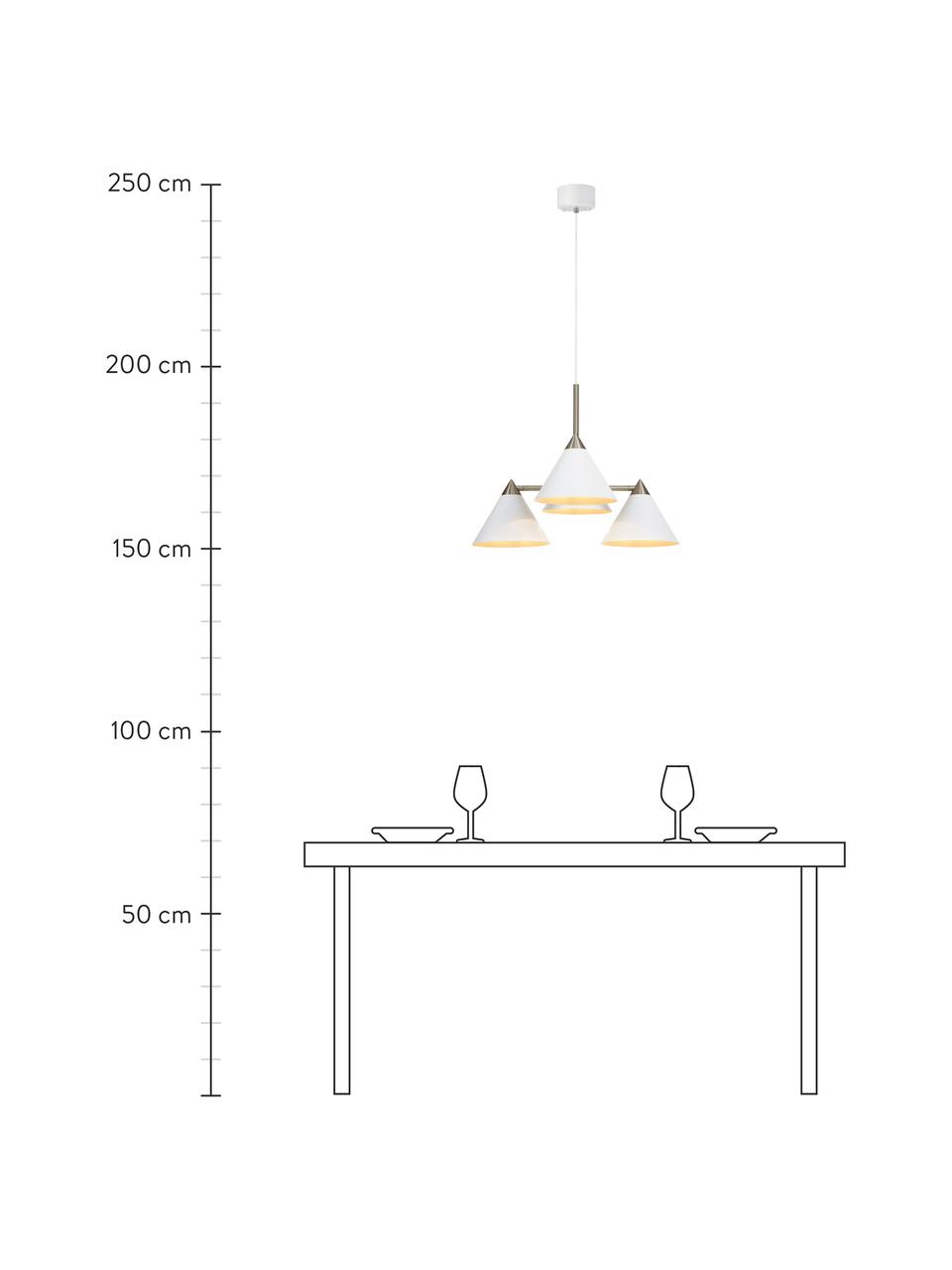 Hanglamp Klint, Baldakijn: gecoat metaal, Wit, zilverkleurig, Ø 57 x H 46 cm