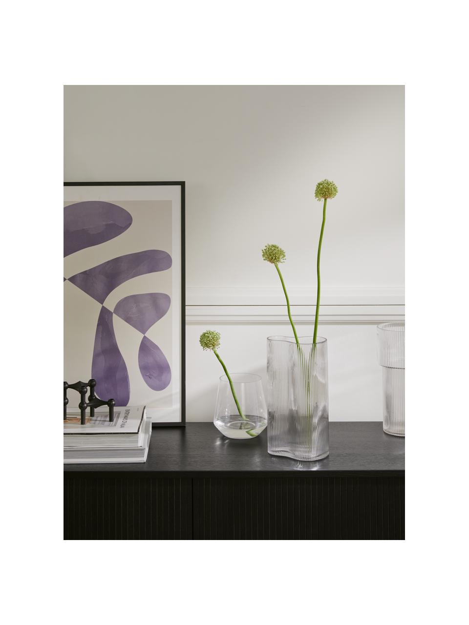Wazon ze szkła dmuchanego z ryflowanym reliefem Dawn, Szkło, Transparentny, S 16 x W 30 cm