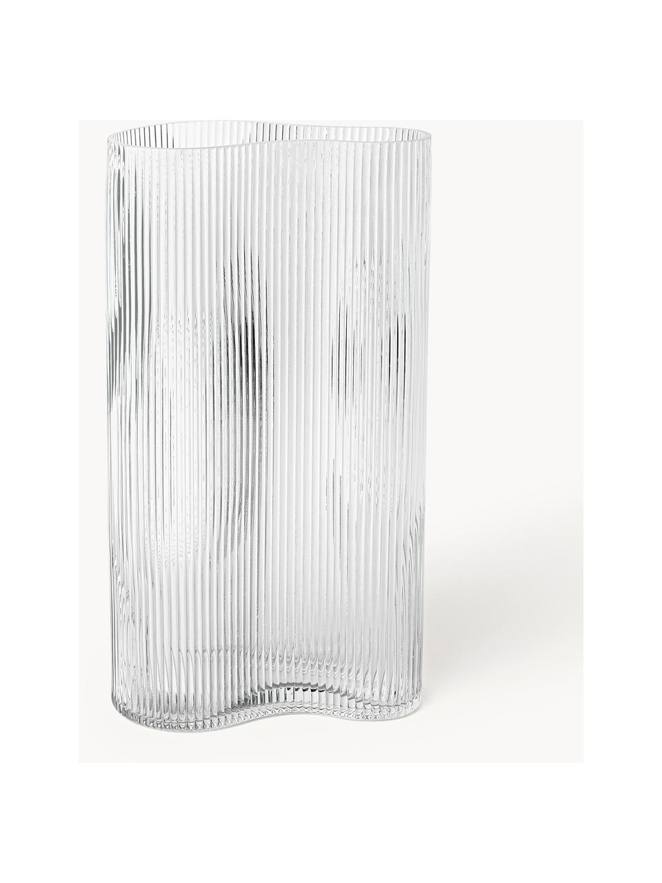 Vase en verre strié soufflé bouche Dawn, Verre, Transparent, larg. 16 x haut. 30 cm