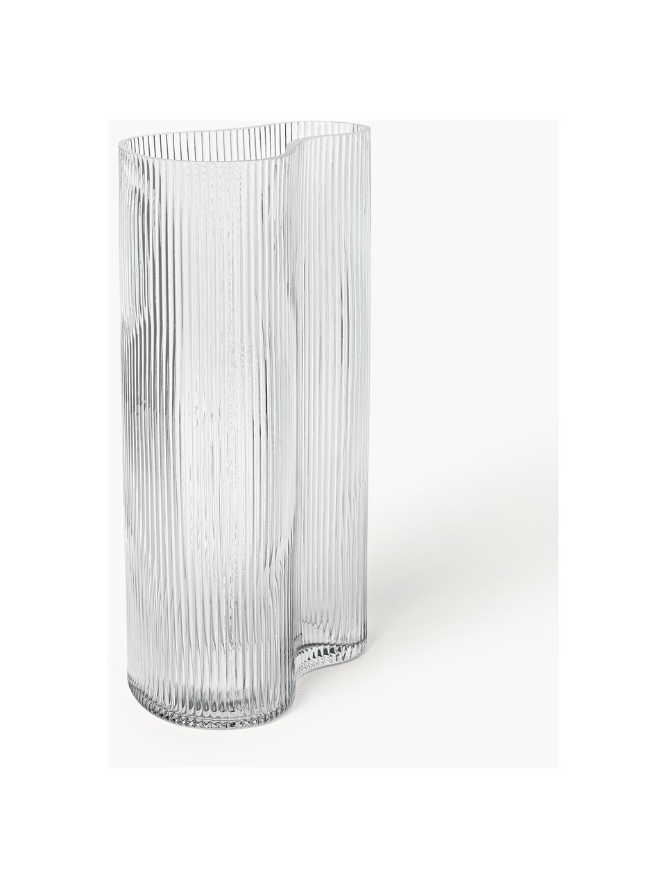 Mondgeblazen design vaas Dawn met groefreliëf, Glas, Transparant, B 16 cm x H 30 cm