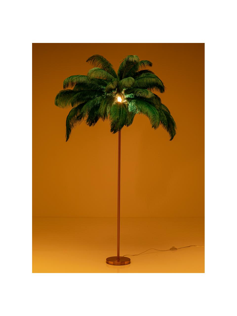 Stojacia lampa Feather Palm, Odtiene zlatej, zelená, Ø 65 x V 165 cm
