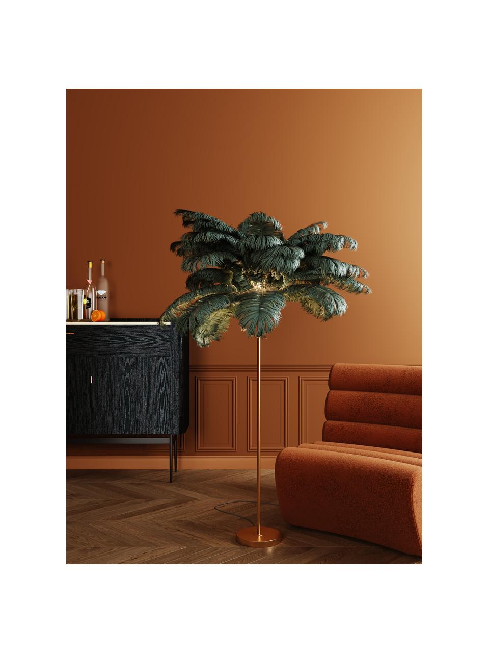 Lampa podłogowa Feather Palm, Odcienie złotego, zielony, Ø 65 x W 165 cm