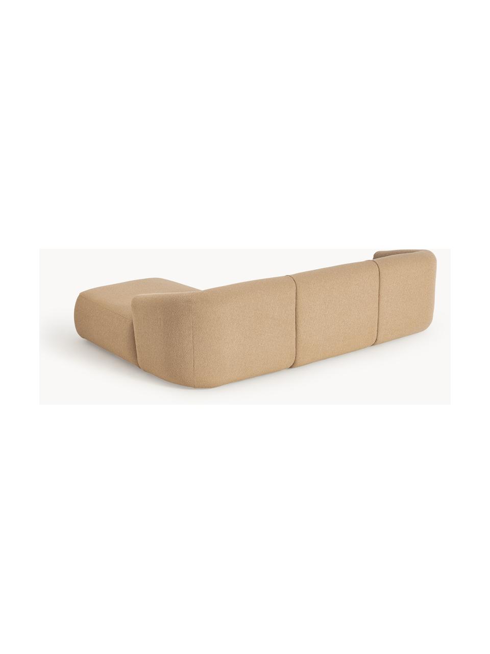 Modulares Bouclé-Ecksofa Sofia (3-Sitzer), Bezug: Bouclé (100 % Polyester) , Gestell: Fichtenholz, Spanplatte, , Füße: Kunststoff Dieses Produkt, Bouclé Beige, B 277 x T 185 cm, Eckteil rechts