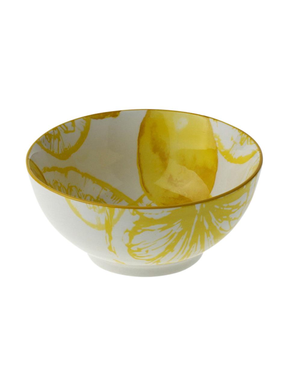 Cuenco Lemon, Porcelana, Blanco, amarillo, Ø 14 x Al 7 cm