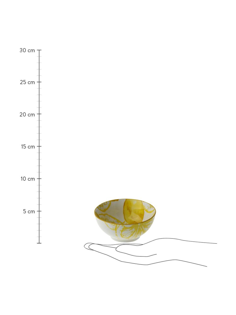 Ciotola con motivo a limone Lemon, Porcellana, Bianco, giallo, Ø 14 x Alt. 7 cm