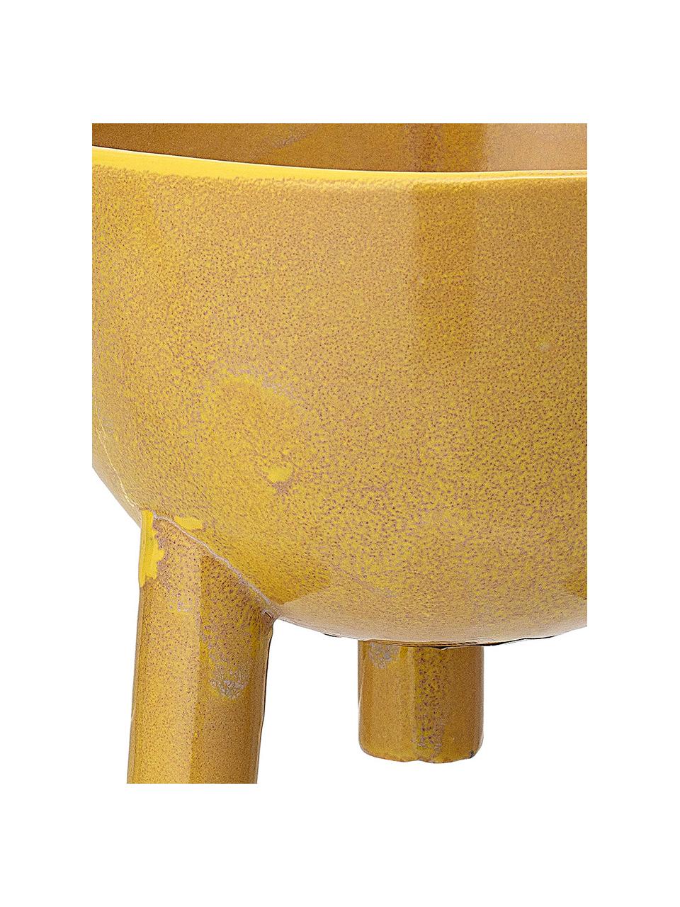 Mała ręcznie wykonana osłonka na doniczkę z kamionki Aaren, Kamionka, Żółty, Ø 15 x W 12 cm