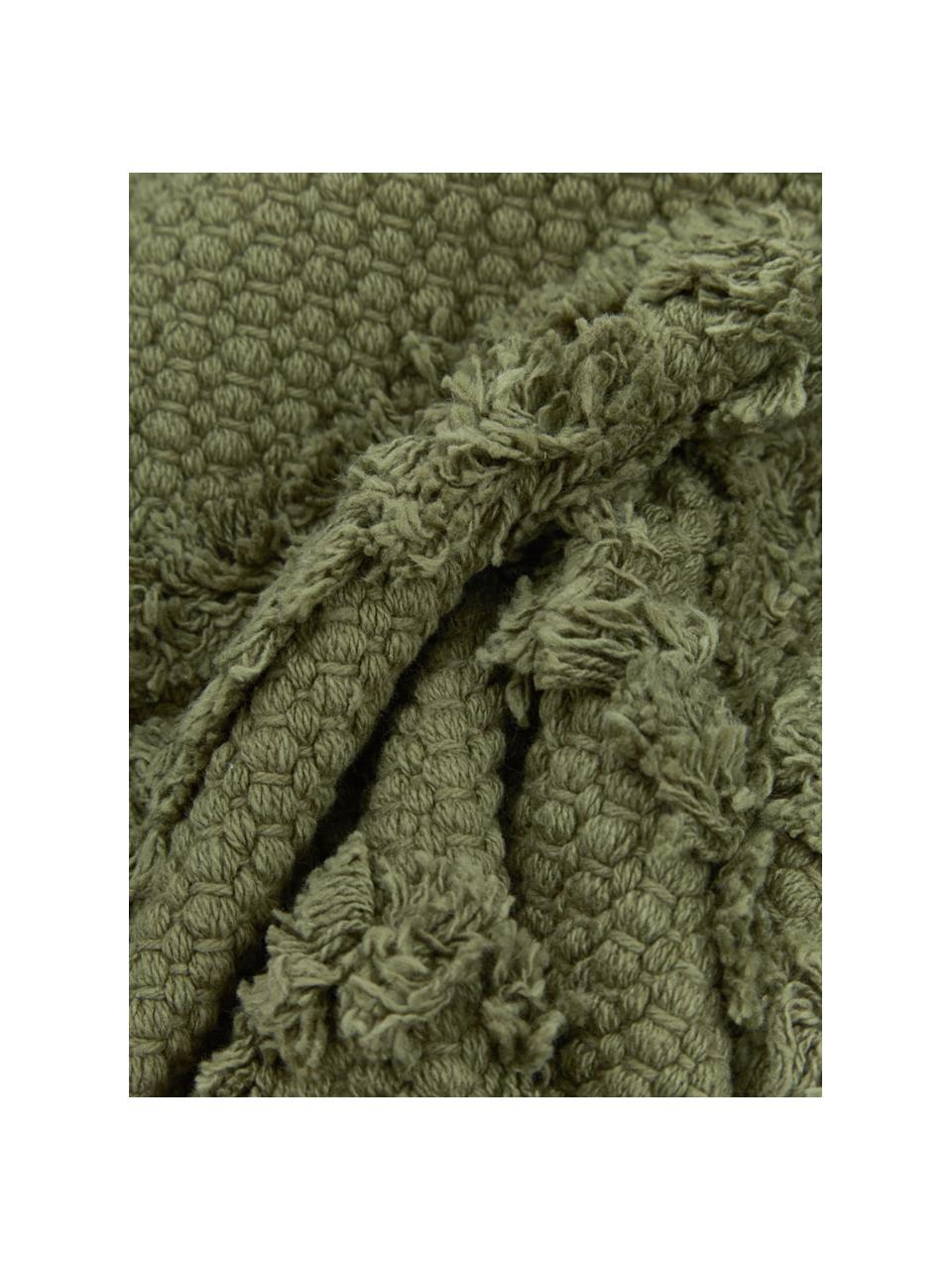 Povlak na polštář s prošívaným klikatým vzorem Akesha, 100 % bavlna, Zelená, Š 45 cm, D 45 cm