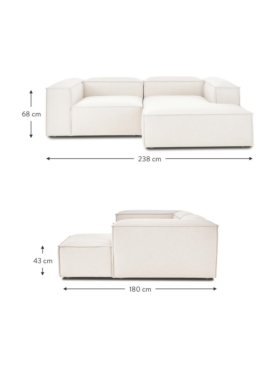 Narożna sofa modułowa Lennon, Tapicerka: poliester Dzięki tkaninie, Stelaż: lite drewno sosnowe z cer, Nogi: tworzywo sztuczne Materia, Beżowa tkanina, S 238 x G 180 cm, prawostronna