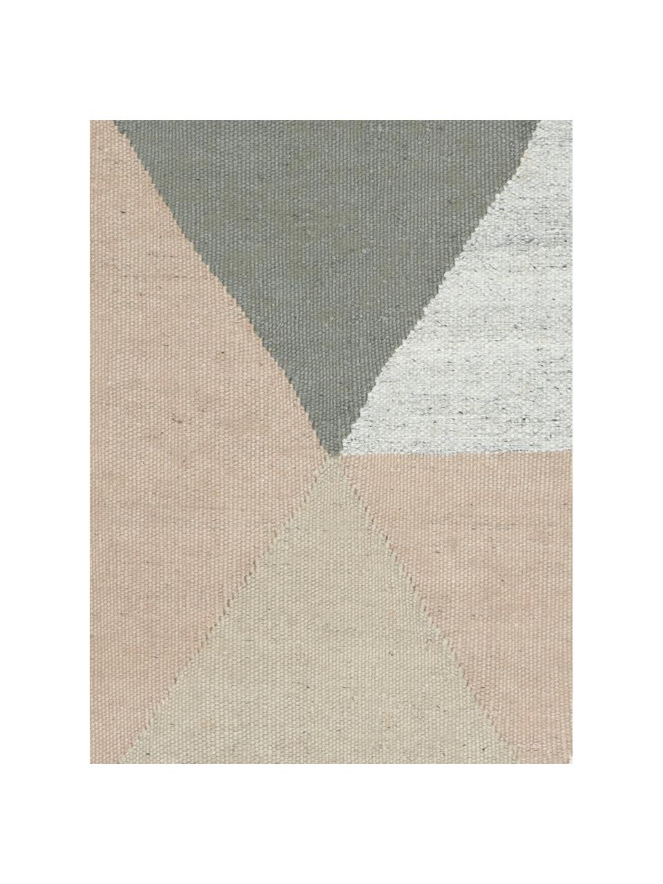 Ručně tkaný viskózový koberec s abstraktním vzorem Snefrid, 80 % viskóza, 20 % vlna, Zelená, šedá, béžová, Š 200 cm, D 300 cm (velikost L)