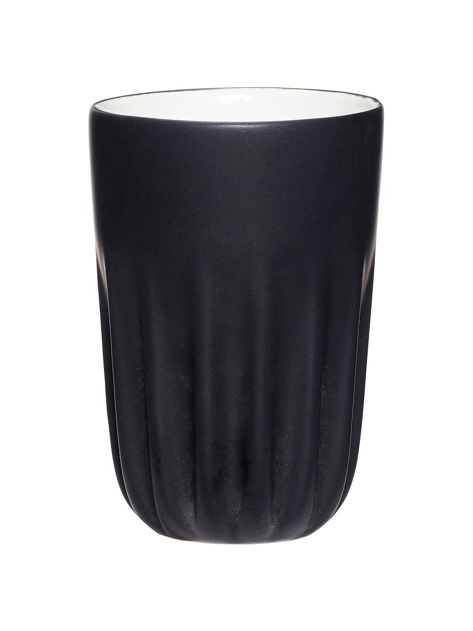 Tazas de cerámica Erlang, 3 pzas., Cerámica, Blanco, negro, gris, Ø 8 x Al 12 cm