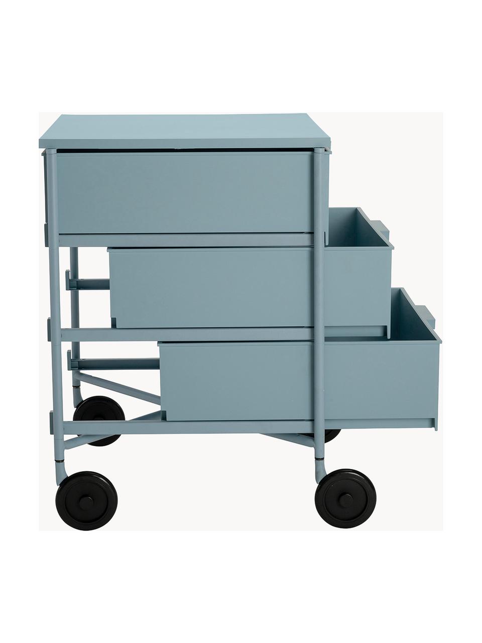 Contenitore mobile Mobil, Tecnopolimero termoplastico ricavato da materiale industriale riciclato, Grigio blu, Larg. 49 x Alt. 63 cm