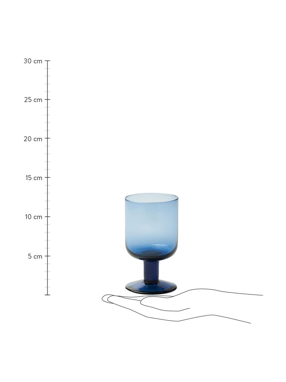 Kieliszek do wina ze szkła dmuchanego Bloom, 6 szt., Szkło dmuchane, Niebieski, Ø 7 x W 12 cm, 220 ml