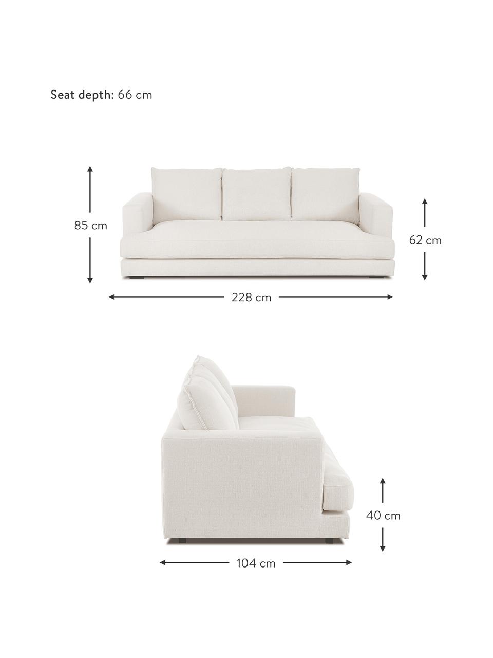Sofa Tribeca (3-Sitzer) in Beige, Bezug: 100% Polyester Der hochwe, Gestell: Massives Kiefernholz, Füße: Massives Buchenholz, lack, Webstoff Beige, B 228 x T 104 cm