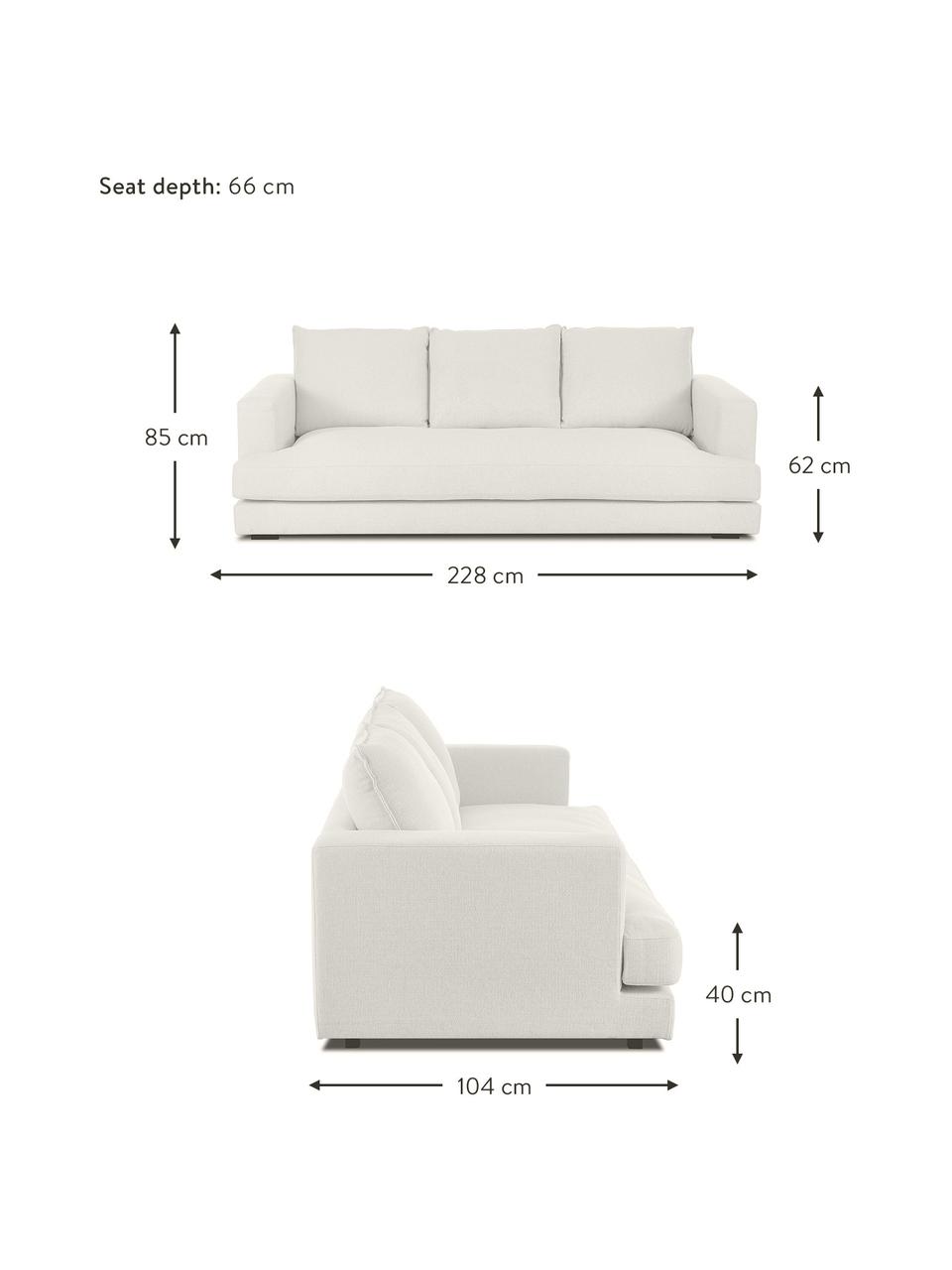 Sofa Tribeca (3-osobowa), Tapicerka: 100% poliester Dzięki tka, Stelaż: lite drewno sosnowe, Nogi: lite drewno bukowe, lakie, Beżowa tkanina, S 228 x G 104 cm