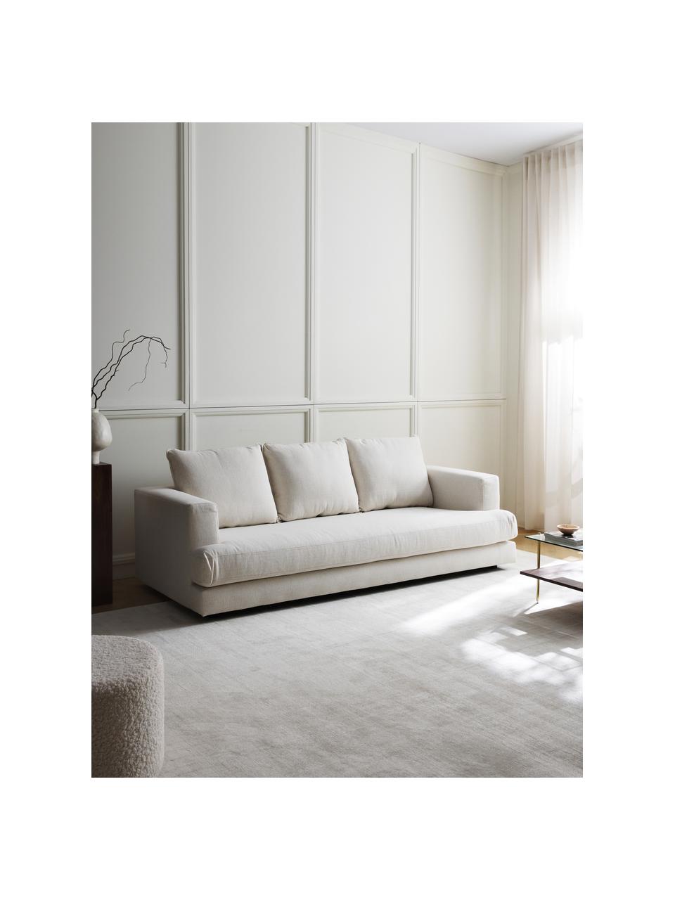 Divano 3 posti Tribeca, Rivestimento: 100% poliestere Il rivest, Struttura: legno di pino massiccio, Piedini: legno massiccio di faggio, Tessuto bianco crema, Larg. 228 x Prof. 104 cm