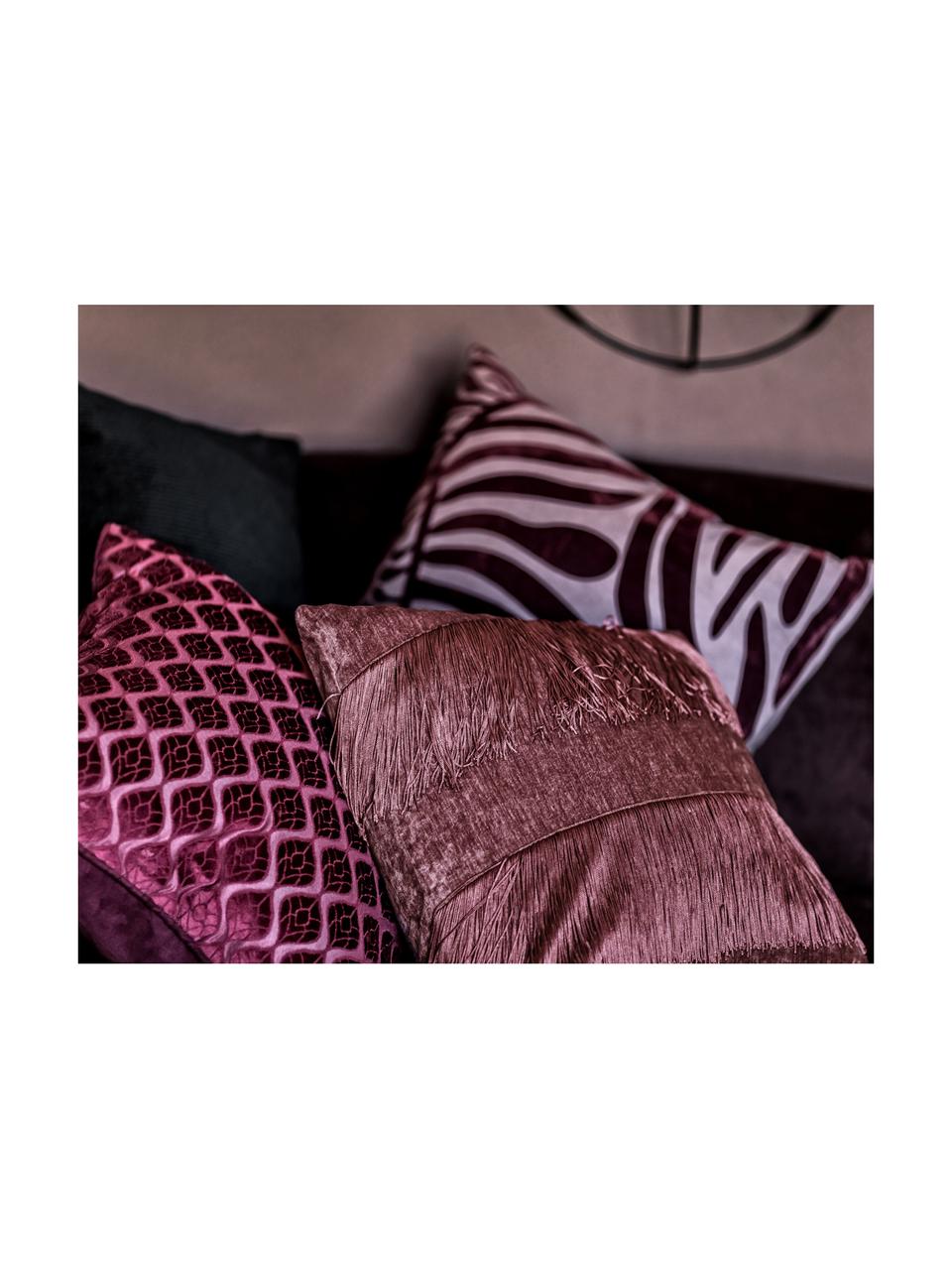 Poduszka z frędzlami z wypełnieniem Stefanie, Tapicerka: poliester, Blady różowy, S 45 x D 45 cm