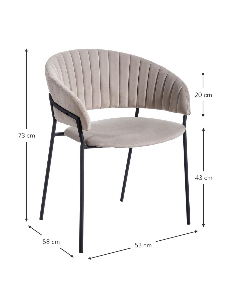 Krzesło tapicerowane z aksamitu Room, Tapicerka: 100% aksamit poliestrowy, Stelaż: metal powlekany, Szary, S 53 x G 58 cm