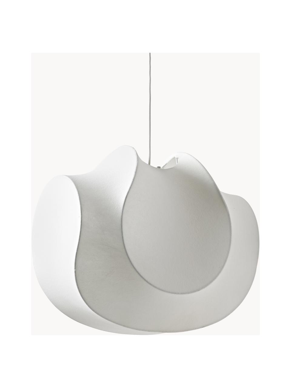 Lampada a sospensione effetto seta Pearl, Paralume: plastica effetto seta, Baldacchino: metallo verniciato a polv, Bianco opaco, Larg. 50 x Alt. 45 cm