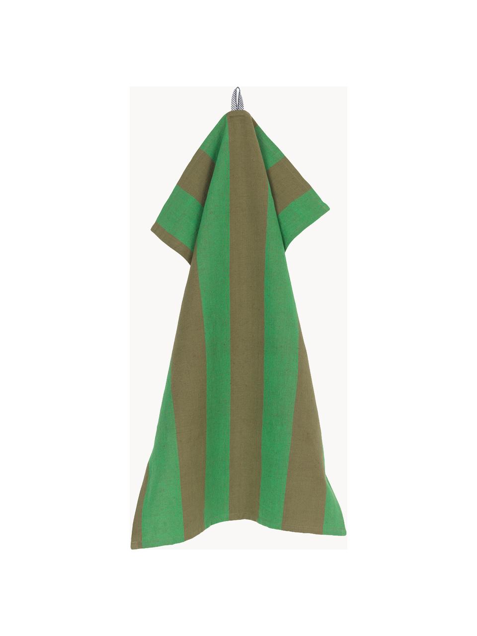 Torchon Hale, 50 % lin, 50 % coton, Vert olive, vert, larg. 50 x long. 70 cm