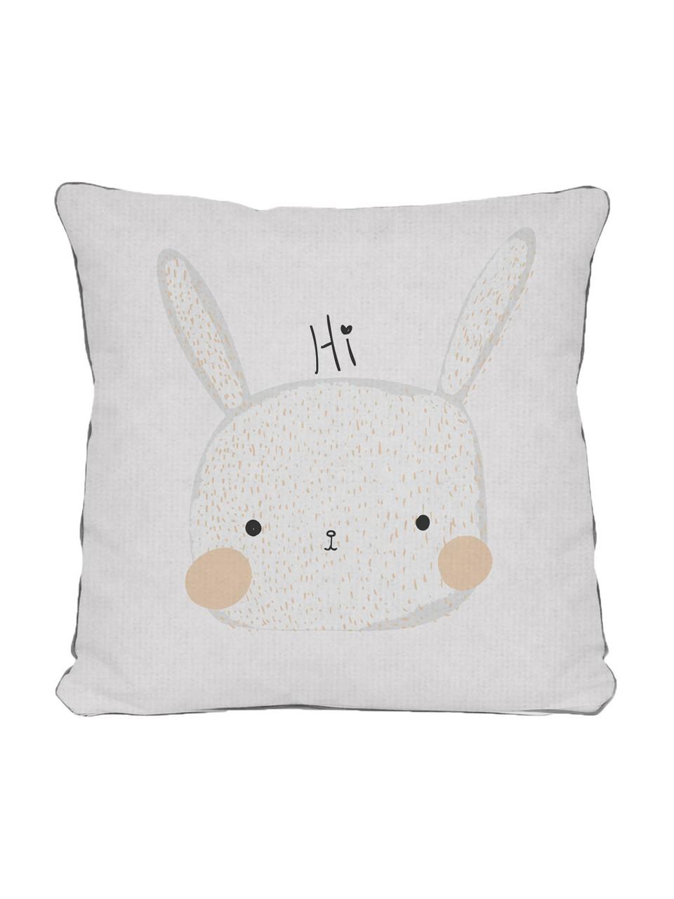 Kissenhülle Rabbit, Polyester, Weiß, Beige, Grau, Schwarz, B 45 x L 45 cm