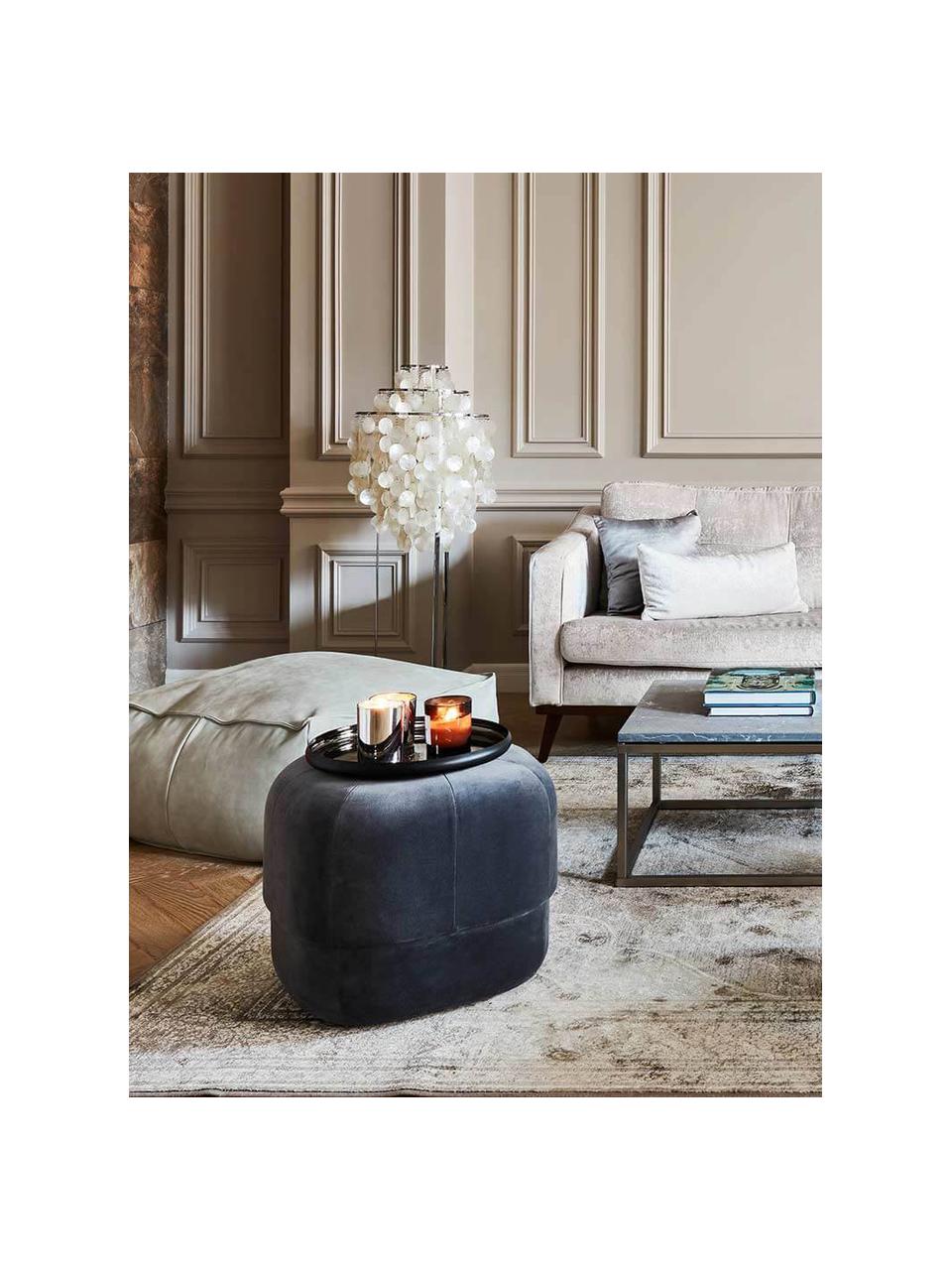 Pouf en cuir Porthos, Gris clair