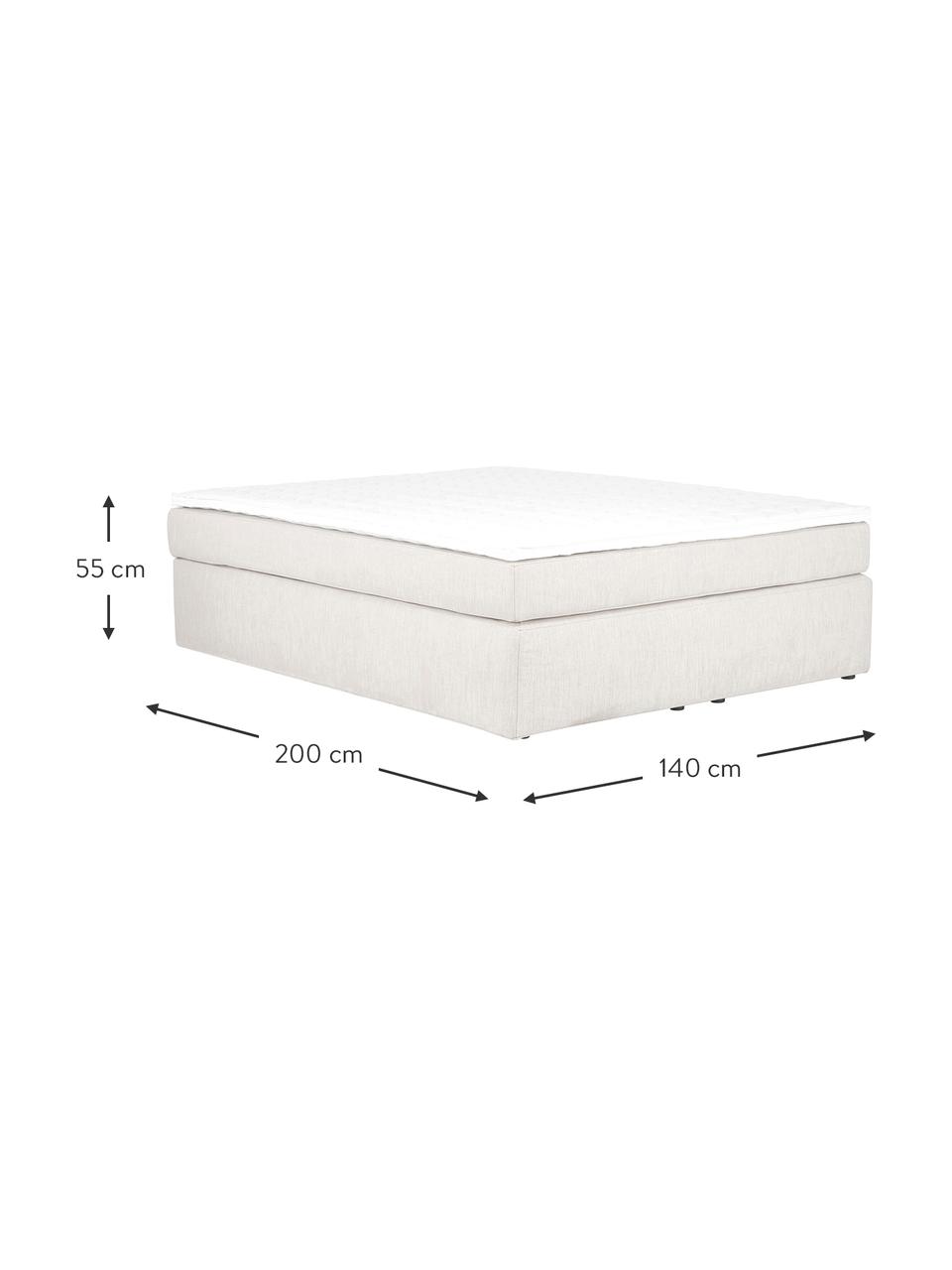 Boxspringbett Enya ohne Kopfteil, Matratze: 5-Zonen-Taschenfederkern, Füße: Kunststoff, Webstoff Greige, 140 x 200 cm, Härtegrad H2