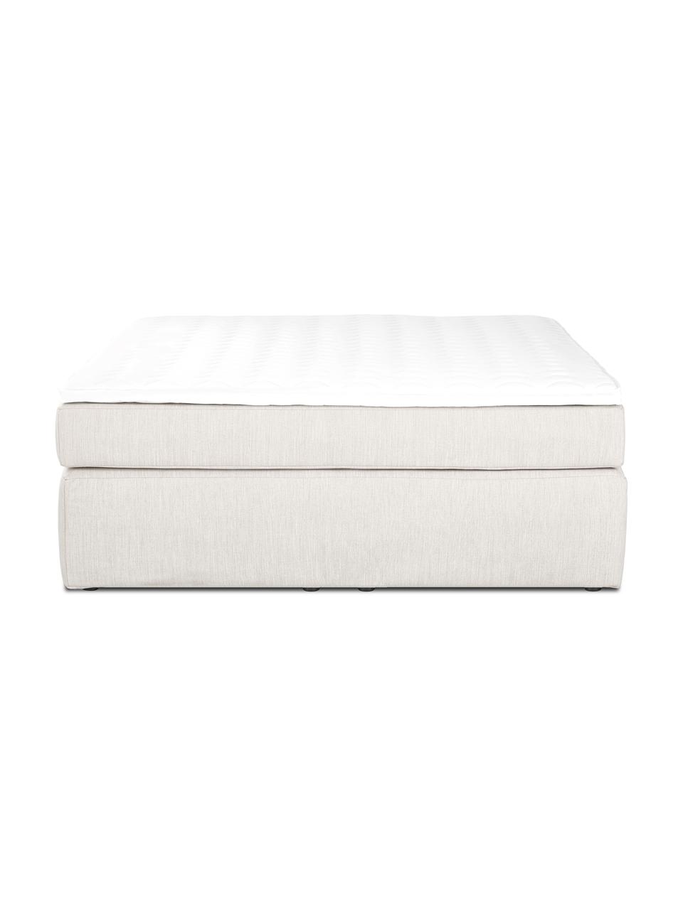 Boxspringbett Enya ohne Kopfteil, Matratze: 5-Zonen-Taschenfederkern, Füße: Kunststoff, Webstoff Greige, 140 x 200 cm, Härtegrad H2
