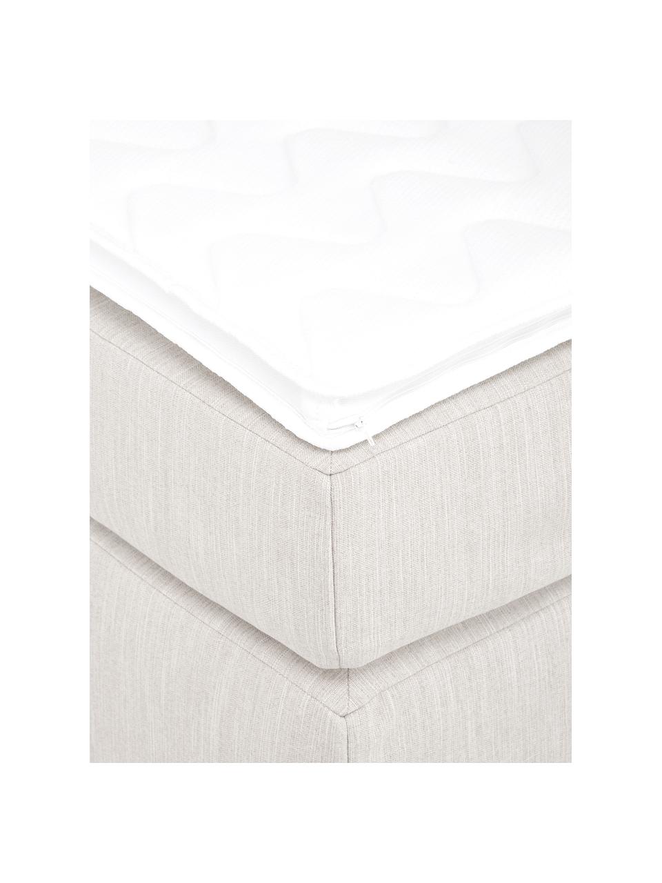 Boxspringbett Enya ohne Kopfteil, Matratze: 5-Zonen-Taschenfederkern, Füße: Kunststoff, Webstoff Greige, 140 x 200 cm, Härtegrad H2