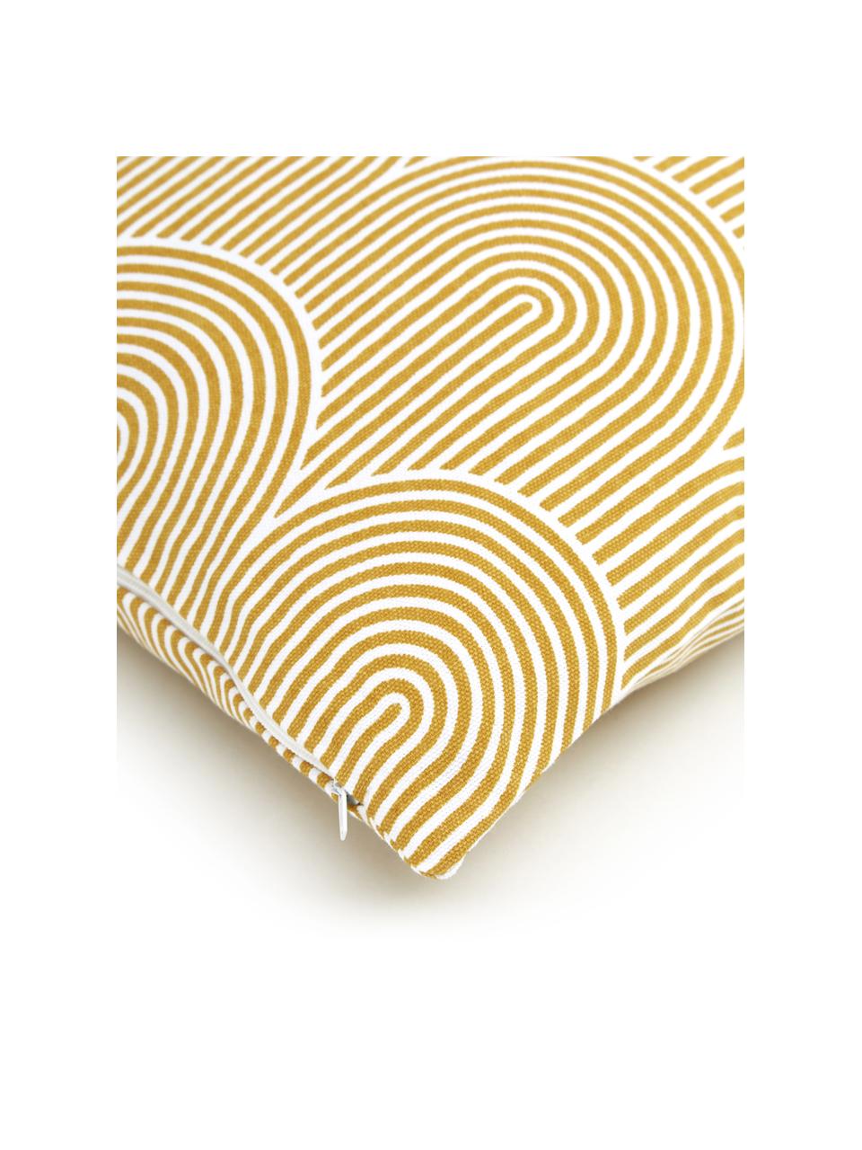 Federa arredo in cotone gialla/bianca Arc, 100% cotone, Giallo, Larg. 45 x Lung. 45 cm