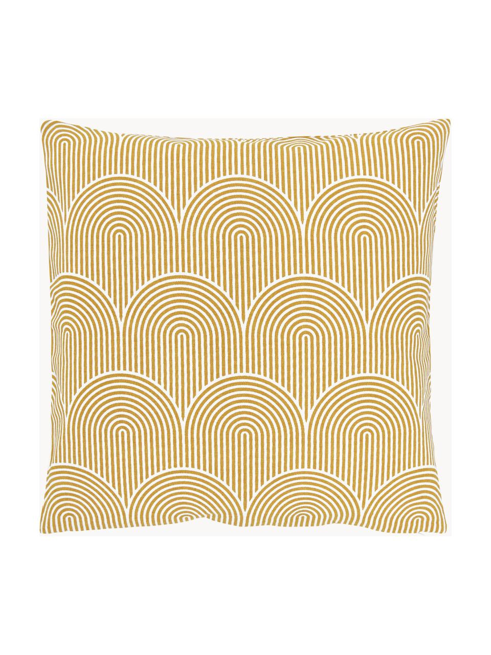 Housse de coussin 45x45 en coton jaune/blanc Arc, 100 % coton, Jaune, larg. 45 x long. 45 cm