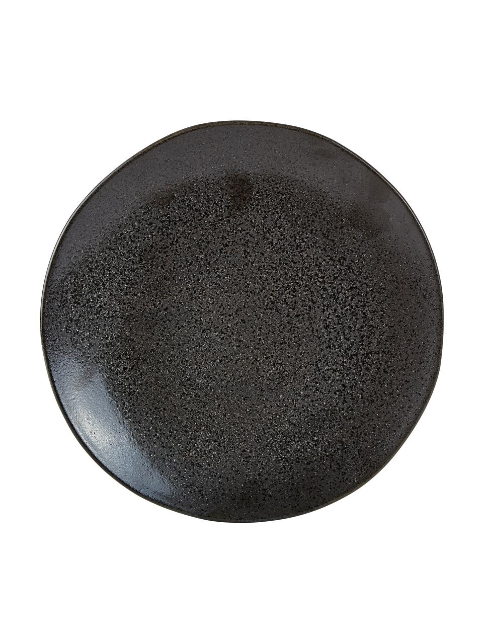 Plytký tanier z kameniny Heban, 4 ks, Antracitová