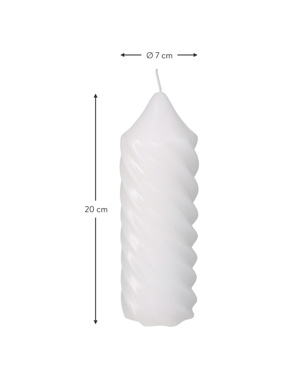 Velká sloupová svíčka Spiral, Vosk, Bílá, Ø 7 cm, V 20 cm
