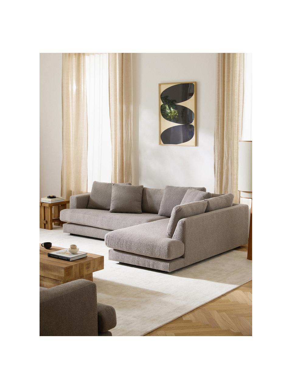 Buklé rohová pohovka Tribeca, Buklé sivá, Š 274 x H 192 cm, pravé rohové prevedenie