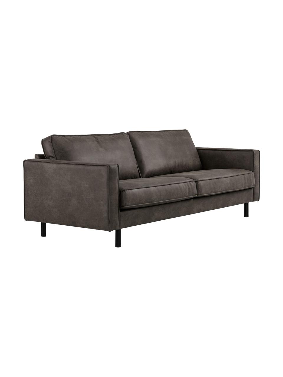 Canapé 3 places cuir recyclé Hunter, Cuir brun-gris, larg. 219 x prof. 90 cm