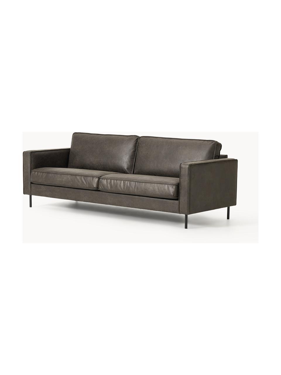 Sofa Hunter (3-Sitzer) aus recyceltem Leder, Bezug: Recyceltes Leder (70% Led, Gestell: Massives Kiefernholz und , Füße: Metall, pulverbeschichtet, Leder Anthrazit, B 219 x T 90 cm