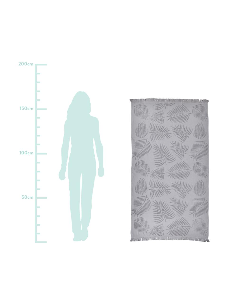 Serviette de plage Capri Palm Leaves, Gris argent