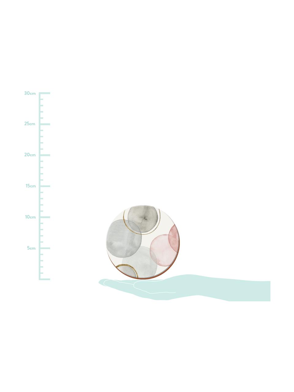 Podstawka Gilded Spheres, 4 szt., Korek, Biały, szary, różowy, Ø 12 cm